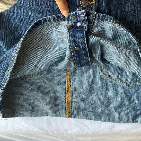 FOREVER 21 Women Denim Overall Front Buttons Bib Above Knee Skirt size M, Blue - Picture 10 of 11